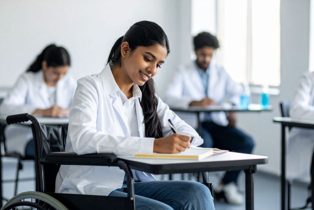 Medical student in white coat